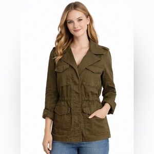 J Crew lightweight green brown utility jacket women’s small